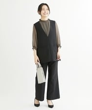 F1LJS26160 MK MICHEL KLEIN(小さいサイズ)(メゾン ドゥ サンク) 【小さいサイズ】セミフレアワイドパンツ/洗える ブラウン