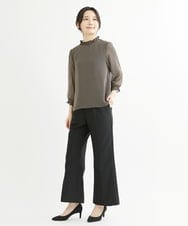 F1LJS26160 MK MICHEL KLEIN(小さいサイズ)(メゾン ドゥ サンク) 【小さいサイズ】セミフレアワイドパンツ/洗える ブラウン