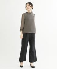 F1LJS26160 MK MICHEL KLEIN(小さいサイズ)(メゾン ドゥ サンク) 【小さいサイズ】セミフレアワイドパンツ/洗える ブラウン