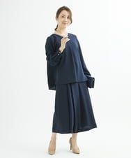 F1LJU33160 MK MICHEL KLEIN(小さいサイズ)(メゾン ドゥ サンク) 【小さいサイズ】フロントプリーツガウチョパンンツ/洗える ネイビー