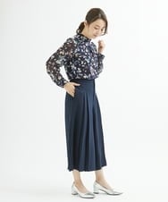 F1LJU33160 MK MICHEL KLEIN(小さいサイズ)(メゾン ドゥ サンク) 【小さいサイズ】フロントプリーツガウチョパンンツ/洗える ネイビー