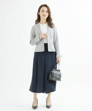 F1LJU33160 MK MICHEL KLEIN(小さいサイズ)(メゾン ドゥ サンク) 【小さいサイズ】フロントプリーツガウチョパンンツ/洗える ネイビー