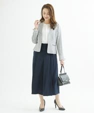 F1LJU33160 MK MICHEL KLEIN(小さいサイズ)(メゾン ドゥ サンク) 【小さいサイズ】フロントプリーツガウチョパンンツ/洗える ネイビー