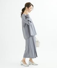 F1LJU33160 MK MICHEL KLEIN(小さいサイズ)(メゾン ドゥ サンク) 【小さいサイズ】フロントプリーツガウチョパンンツ/洗える ネイビー