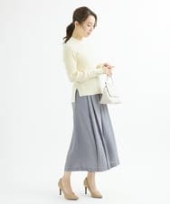 F1LJU33160 MK MICHEL KLEIN(小さいサイズ)(メゾン ドゥ サンク) 【小さいサイズ】フロントプリーツガウチョパンンツ/洗える ネイビー