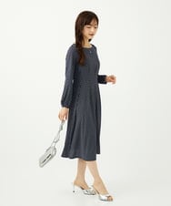 F1PAD30190 MK MICHEL KLEIN(小さいサイズ)(メゾン ドゥ サンク) 【小さいサイズ】タックデザイン幾何柄ワンピース/洗濯機で洗える アイボリー
