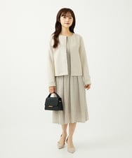 F1PAD30190 MK MICHEL KLEIN(小さいサイズ)(メゾン ドゥ サンク) 【小さいサイズ】タックデザイン幾何柄ワンピース/洗濯機で洗える アイボリー