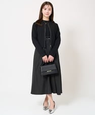 F1PFA21210 MK MICHEL KLEIN(小さいサイズ)(メゾン ドゥ サンク) 【小さいサイズ】ニット×タフタ タックギャザー切替えワンピース/洗える ライトグレー