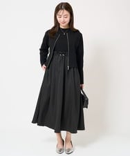 F1PFA21210 MK MICHEL KLEIN(小さいサイズ)(メゾン ドゥ サンク) 【小さいサイズ】ニット×タフタ タックギャザー切替えワンピース/洗える ライトグレー