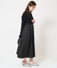 F1PFA21210 MK MICHEL KLEIN(小さいサイズ)(メゾン ドゥ サンク) 【小さいサイズ】ニット×タフタ タックギャザー切替えワンピース/洗える ライトグレー