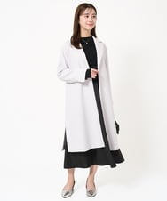 F1PFA21210 MK MICHEL KLEIN(小さいサイズ)(メゾン ドゥ サンク) 【小さいサイズ】ニット×タフタ タックギャザー切替えワンピース/洗える ライトグレー