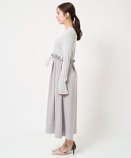 F1PFA21210 MK MICHEL KLEIN(小さいサイズ)(メゾン ドゥ サンク) 【小さいサイズ】ニット×タフタ タックギャザー切替えワンピース/洗える ライトグレー