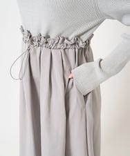 F1PFA21210 MK MICHEL KLEIN(小さいサイズ)(メゾン ドゥ サンク) 【小さいサイズ】ニット×タフタ タックギャザー切替えワンピース/洗える ライトグレー