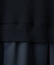 F1PFV11190 MK MICHEL KLEIN(小さいサイズ)(メゾン ドゥ サンク) 【小さいサイズ】ニット×タフタコンビワンピース/洗える ネイビー