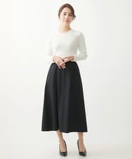 F1PFV11190 MK MICHEL KLEIN(小さいサイズ)(メゾン ドゥ サンク) 【小さいサイズ】ニット×タフタコンビワンピース/洗える ネイビー
