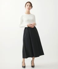 F1PFV11190 MK MICHEL KLEIN(小さいサイズ)(メゾン ドゥ サンク) 【小さいサイズ】ニット×タフタコンビワンピース/洗える ネイビー