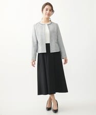 F1PFV11190 MK MICHEL KLEIN(小さいサイズ)(メゾン ドゥ サンク) 【小さいサイズ】ニット×タフタコンビワンピース/洗える ネイビー