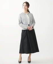 F1PFV11190 MK MICHEL KLEIN(小さいサイズ)(メゾン ドゥ サンク) 【小さいサイズ】ニット×タフタコンビワンピース/洗える ネイビー