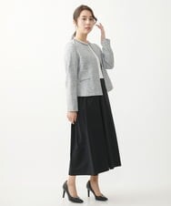 F1PFV11190 MK MICHEL KLEIN(小さいサイズ)(メゾン ドゥ サンク) 【小さいサイズ】ニット×タフタコンビワンピース/洗える ネイビー