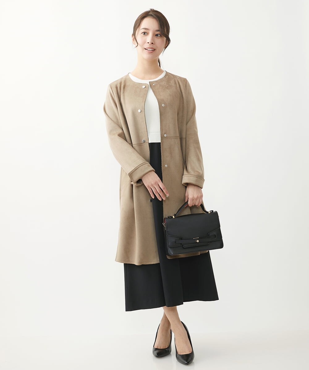 F1PFV11190 MK MICHEL KLEIN(小さいサイズ)(メゾン ドゥ サンク) 【小さいサイズ】ニット×タフタコンビワンピース/洗える ネイビー