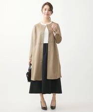 F1PFV11190 MK MICHEL KLEIN(小さいサイズ)(メゾン ドゥ サンク) 【小さいサイズ】ニット×タフタコンビワンピース/洗える ネイビー