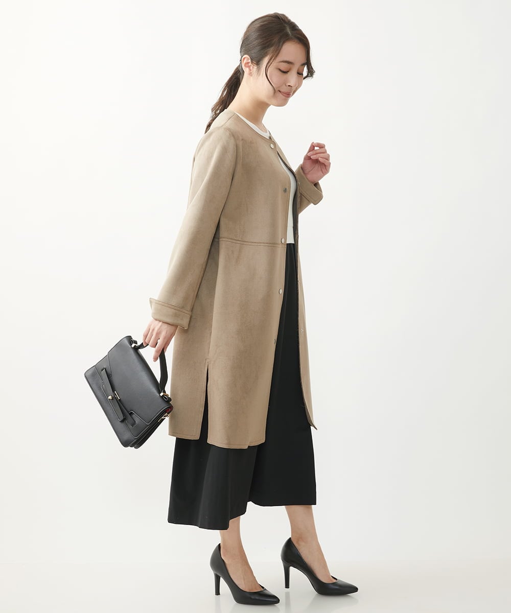 F1PFV11190 MK MICHEL KLEIN(小さいサイズ)(メゾン ドゥ サンク) 【小さいサイズ】ニット×タフタコンビワンピース/洗える ネイビー
