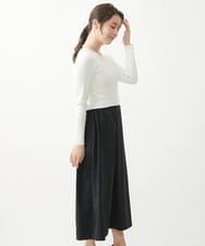 F1PFV11190 MK MICHEL KLEIN(小さいサイズ)(メゾン ドゥ サンク) 【小さいサイズ】ニット×タフタコンビワンピース/洗える ネイビー
