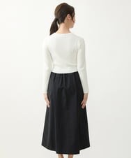 F1PFV11190 MK MICHEL KLEIN(小さいサイズ)(メゾン ドゥ サンク) 【小さいサイズ】ニット×タフタコンビワンピース/洗える ネイビー