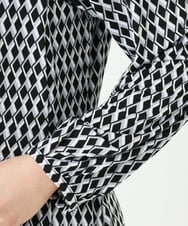 F1PGD20190 MK MICHEL KLEIN(小さいサイズ)(メゾン ドゥ サンク) 【小さいサイズ】[イージーケア]幾何柄ジャージーワンピース/洗濯機で洗える ブラック