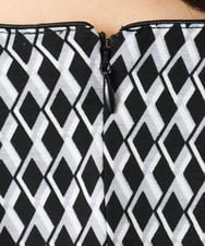 F1PGD20190 MK MICHEL KLEIN(小さいサイズ)(メゾン ドゥ サンク) 【小さいサイズ】[イージーケア]幾何柄ジャージーワンピース/洗濯機で洗える ブラック