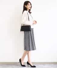 F1PGD20190 MK MICHEL KLEIN(小さいサイズ)(メゾン ドゥ サンク) 【小さいサイズ】[イージーケア]幾何柄ジャージーワンピース/洗濯機で洗える ブラック