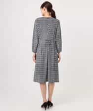 F1PGD20190 MK MICHEL KLEIN(小さいサイズ)(メゾン ドゥ サンク) 【小さいサイズ】[イージーケア]幾何柄ジャージーワンピース/洗濯機で洗える ブラック