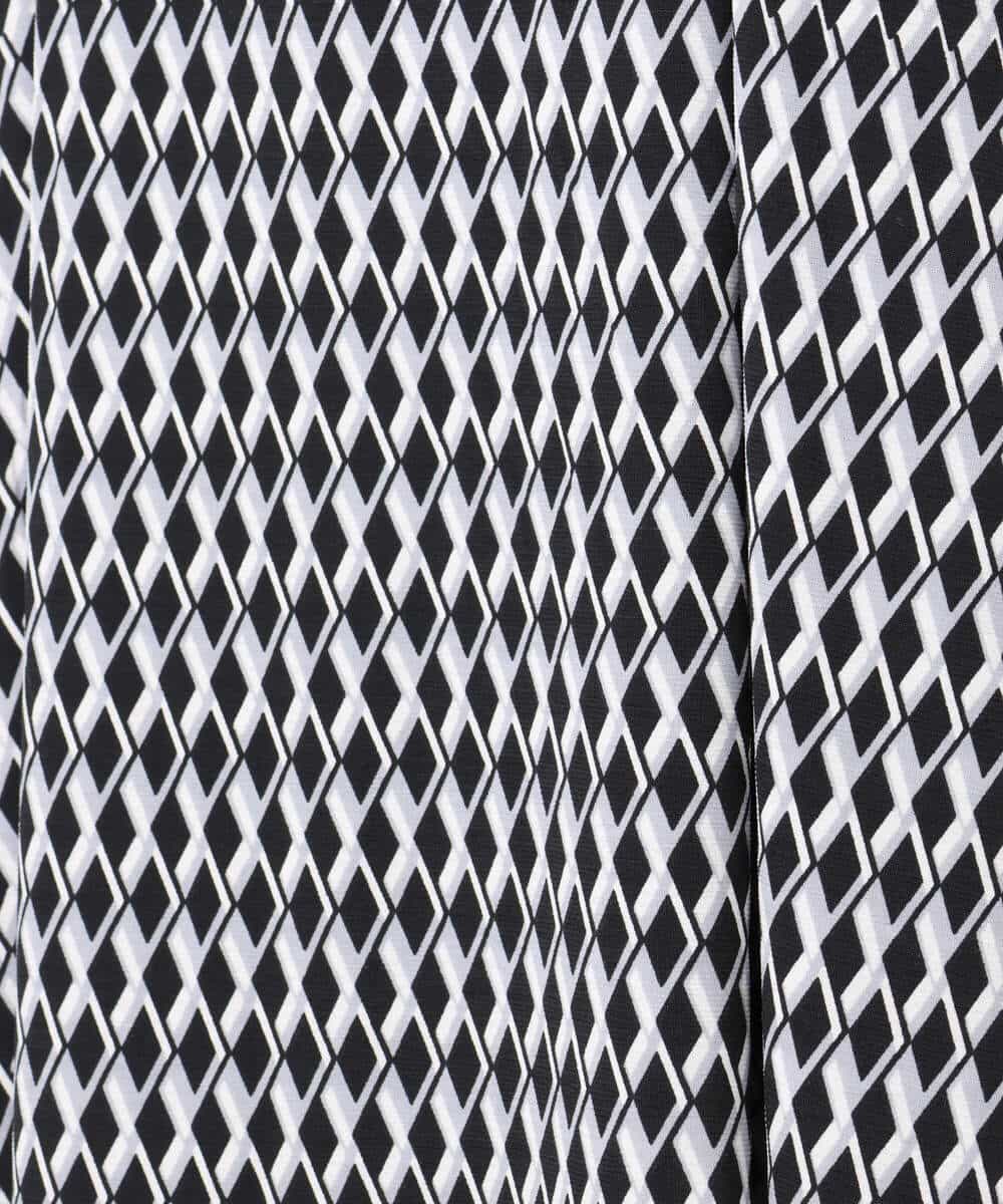 F1PGD20190 MK MICHEL KLEIN(小さいサイズ)(メゾン ドゥ サンク) 【小さいサイズ】[イージーケア]幾何柄ジャージーワンピース/洗濯機で洗える ブラック