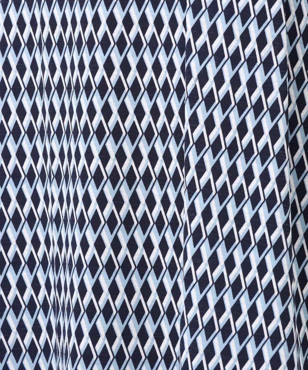 F1PGD20190 MK MICHEL KLEIN(小さいサイズ)(メゾン ドゥ サンク) 【小さいサイズ】[イージーケア]幾何柄ジャージーワンピース/洗濯機で洗える ブラック