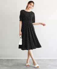 F1PGD50190 MK MICHEL KLEIN(小さいサイズ)(メゾン ドゥ サンク) 【小さいサイズ】[イージーケア/洗濯機で洗える]タックデザインジャージーワンピース ブルー