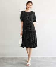 F1PGD50190 MK MICHEL KLEIN(小さいサイズ)(メゾン ドゥ サンク) 【小さいサイズ】[イージーケア/洗濯機で洗える]タックデザインジャージーワンピース ブルー