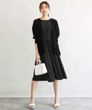 F1PGD50190 MK MICHEL KLEIN(小さいサイズ)(メゾン ドゥ サンク) 【小さいサイズ】[イージーケア/洗濯機で洗える]タックデザインジャージーワンピース ブルー