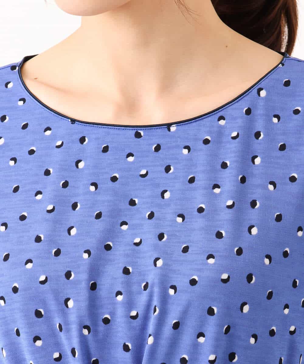 F1PGD50190 MK MICHEL KLEIN(小さいサイズ)(メゾン ドゥ サンク) 【小さいサイズ】[イージーケア/洗濯機で洗える]タックデザインジャージーワンピース ブルー