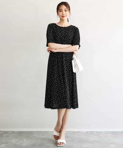 F1PGD50190 MK MICHEL KLEIN(小さいサイズ) 【小さいサイズ】[イージーケア/洗濯機で洗える]タックデザインジャージーワンピース