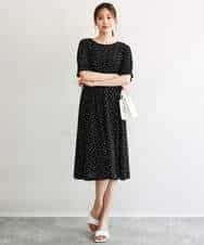 F1PGD50190 MK MICHEL KLEIN(小さいサイズ)(メゾン ドゥ サンク) 【小さいサイズ】[イージーケア/洗濯機で洗える]タックデザインジャージーワンピース ブラック