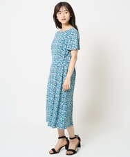 F1PHA60190 MK MICHEL KLEIN(小さいサイズ)(メゾン ドゥ サンク) 【小さいサイズ】ウエストタックジャージーワンピース（幾何柄・無地）/洗える グレー（柄）