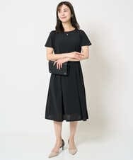 F1PHA60190 MK MICHEL KLEIN(小さいサイズ)(メゾン ドゥ サンク) 【小さいサイズ】ウエストタックジャージーワンピース（幾何柄・無地）/洗える グレー（柄）