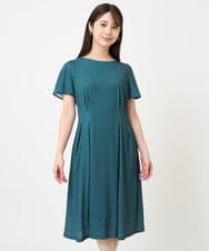 F1PHV60190 MK MICHEL KLEIN(小さいサイズ)(メゾン ドゥ サンク) 【小さいサイズ】幾何柄ジャージー半袖ワンピース/イージーケア グリーン