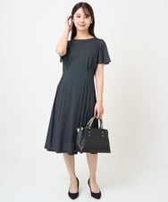F1PHV60190 MK MICHEL KLEIN(小さいサイズ)(メゾン ドゥ サンク) 【小さいサイズ】幾何柄ジャージー半袖ワンピース/イージーケア グリーン