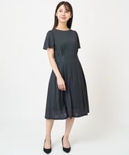 F1PHV60190 MK MICHEL KLEIN(小さいサイズ)(メゾン ドゥ サンク) 【小さいサイズ】幾何柄ジャージー半袖ワンピース/イージーケア グリーン