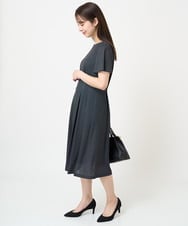 F1PHV60190 MK MICHEL KLEIN(小さいサイズ)(メゾン ドゥ サンク) 【小さいサイズ】幾何柄ジャージー半袖ワンピース/イージーケア グリーン