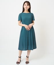 F1PHV60190 MK MICHEL KLEIN(小さいサイズ)(メゾン ドゥ サンク) 【小さいサイズ】幾何柄ジャージー半袖ワンピース/イージーケア グリーン