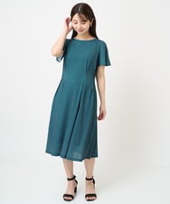 F1PHV60190 MK MICHEL KLEIN(小さいサイズ)(メゾン ドゥ サンク) 【小さいサイズ】幾何柄ジャージー半袖ワンピース/イージーケア グリーン