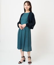 F1PHV60190 MK MICHEL KLEIN(小さいサイズ)(メゾン ドゥ サンク) 【小さいサイズ】幾何柄ジャージー半袖ワンピース/イージーケア グリーン