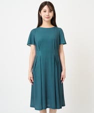 F1PHV60190 MK MICHEL KLEIN(小さいサイズ)(メゾン ドゥ サンク) 【小さいサイズ】幾何柄ジャージー半袖ワンピース/イージーケア グリーン